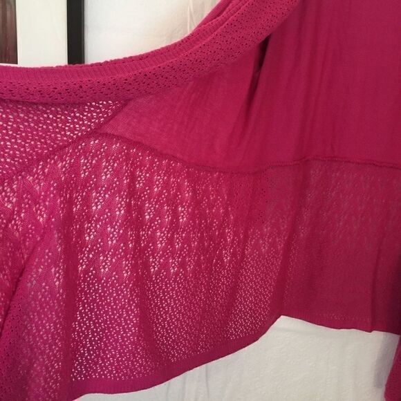 Lane Bryant Pink Knit bottom open cardigan - Picture 2 of 5